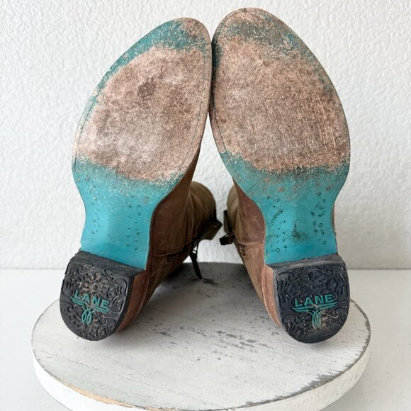 Lane PLAIN JANE Midi Boots Womens Cowboy 8 Western Brown Leather Short Ankle - Picture 9 of 12